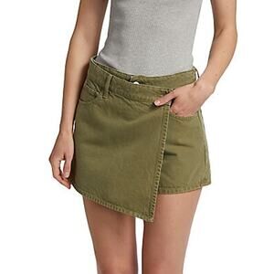 Derek Lam 'Winnie' Green Cotton Asymmetrical Skort Size 28